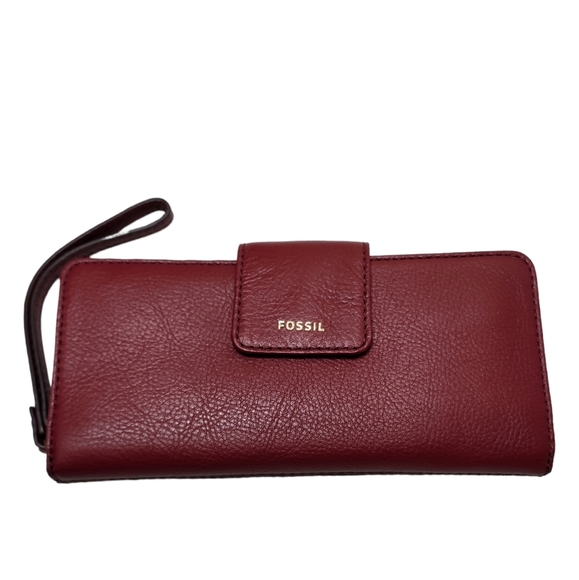 Fossil Handbags - Fossil Red Velvet Leather Madison Clutch Wallet
